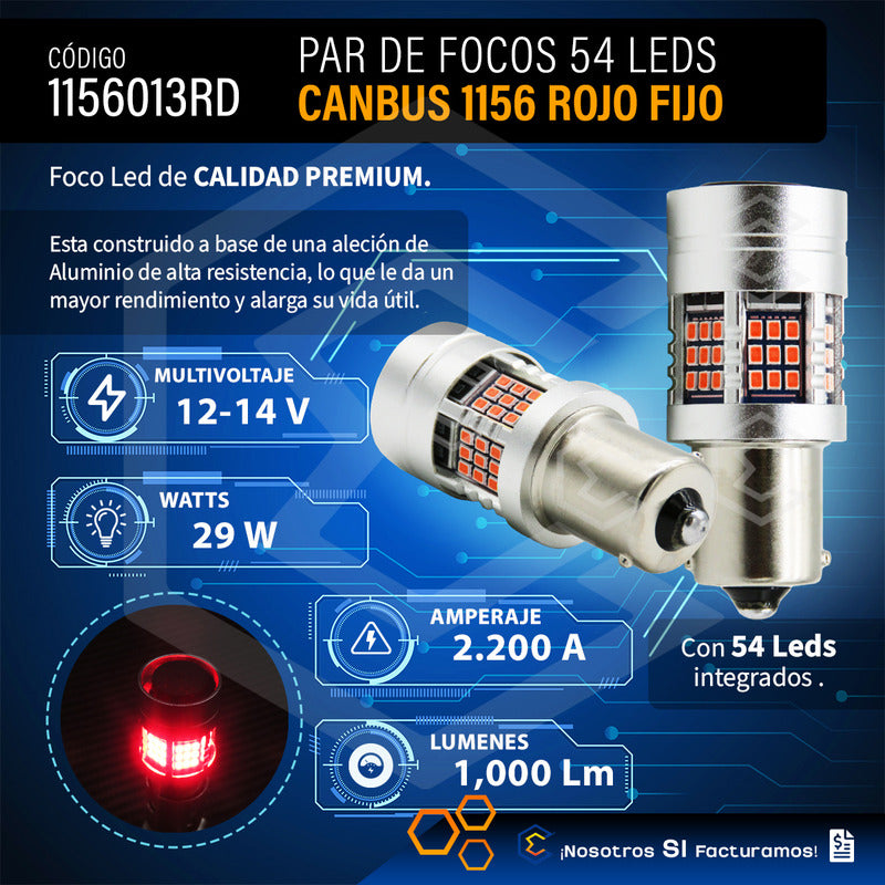 2 Focos 1156 54 Leds Canbus Fijo Ventilador 12v 29w 1000lm