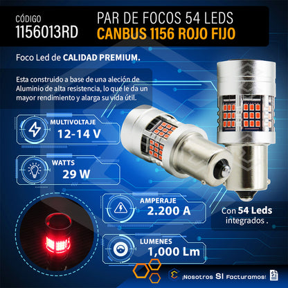 2 Focos 1156 54 Leds Canbus Fijo Ventilador 12v 29w 1000lm