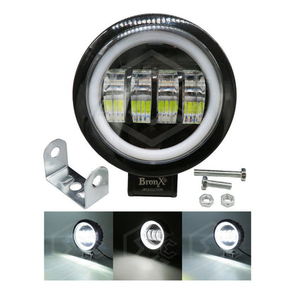 Par Faros Redondo 4 Hiper Lupa Ojo Ángel Gel Cob Estrobo