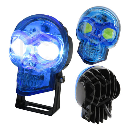 Par Faros 18 Leds 2 Lupas Rgb Calavera 12 Funciones 12-24v