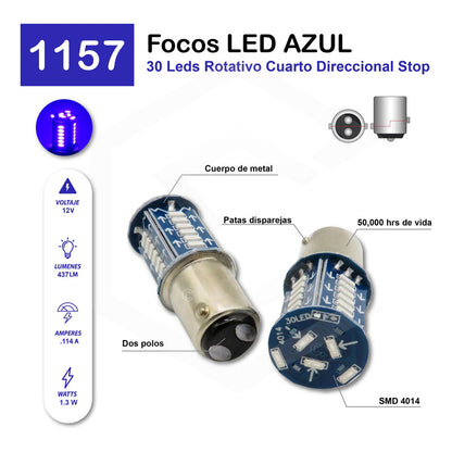 2 Focos Calavera 1157 1156 3157 7440 7443 30 Led Estrobo 12v