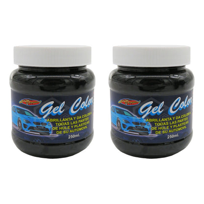 2 Gel Abrillantador Renueva El Color Hules Y Plasticos 250ml Negro