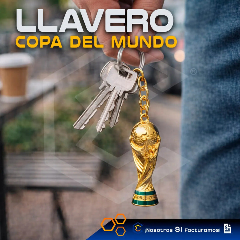 Set Llavero Trofeo Balón Dorado Futbol Copa Del Mundo 2026 Dorado