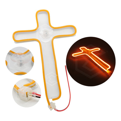 Figura Cruz Led Luz Neon Parabrisas Chupón Grande 26cm 12v