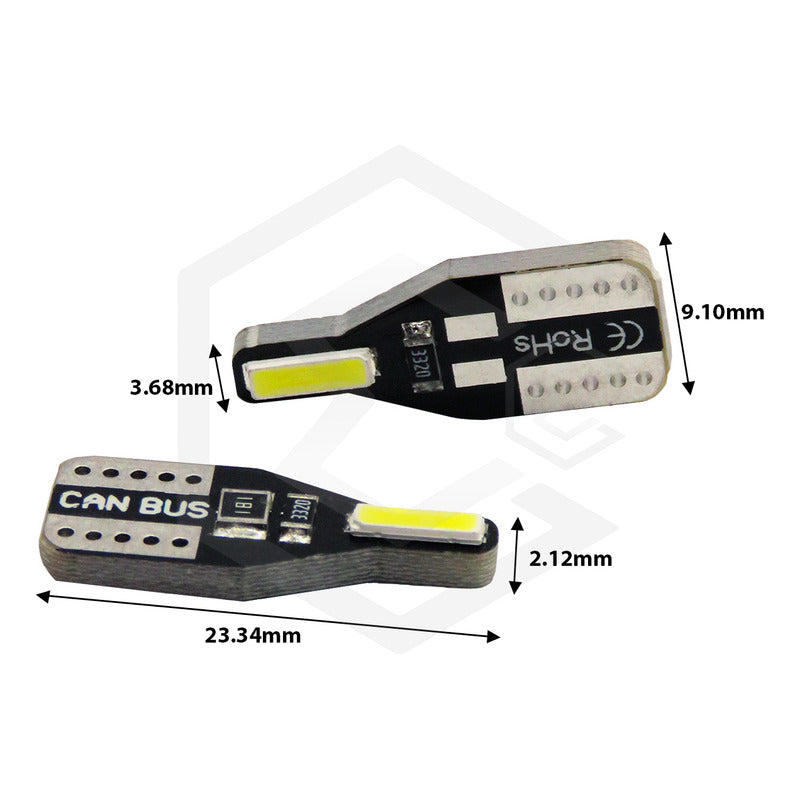 Kit 10 Focos Pellizco 2 Leds Canbus T10 W5w 12v Alto Brillo