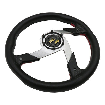 Volante Deportivo Universal De Metal Color Rojo Con Negro