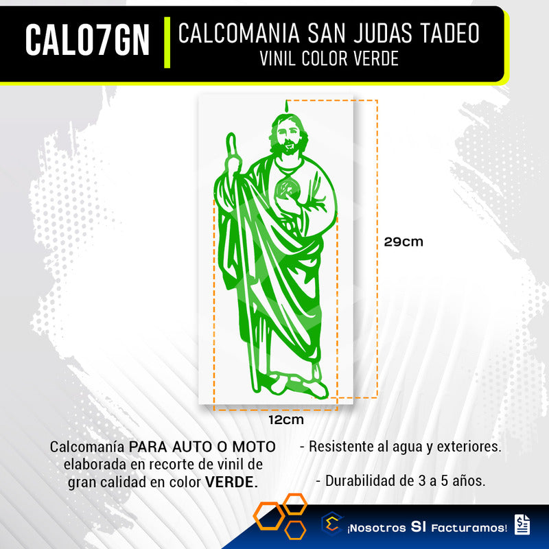 Calcomanía San Judas Tadeo Sticker Vinil Auto Moto 29cmx12cm
