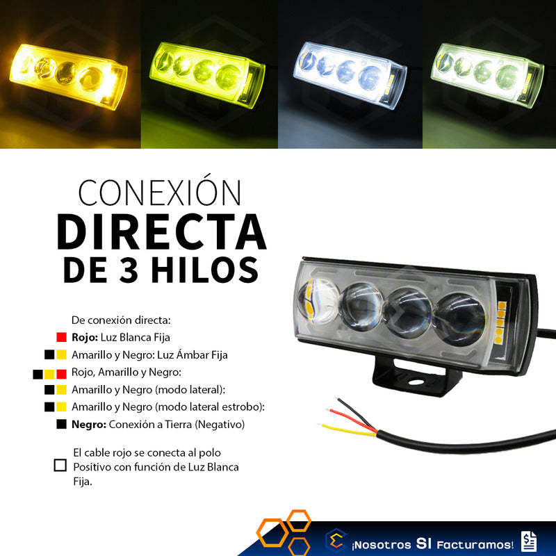Par Faros 58 Leds 4 Lupas Blanco Ambar Fijo Estrobo 12-80v