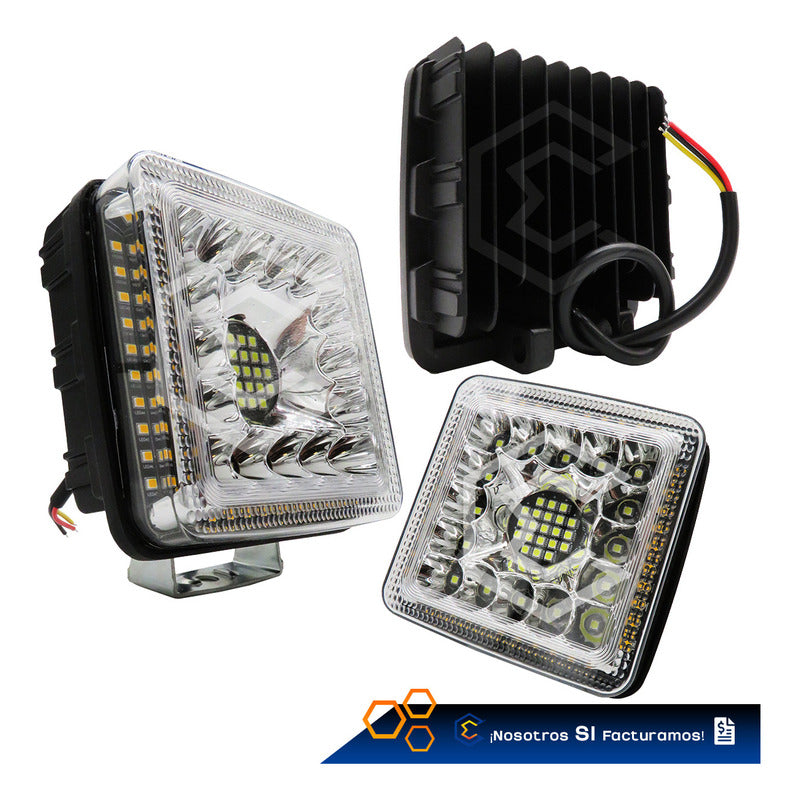 Par De Faros 77 Leds Luz Blanco-ámbar Fijo 20,000lm 12-36v