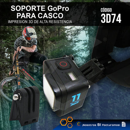 Soporte Casco Mtb Camara Gopro Insta 360 Impresion 3d Petg Negro