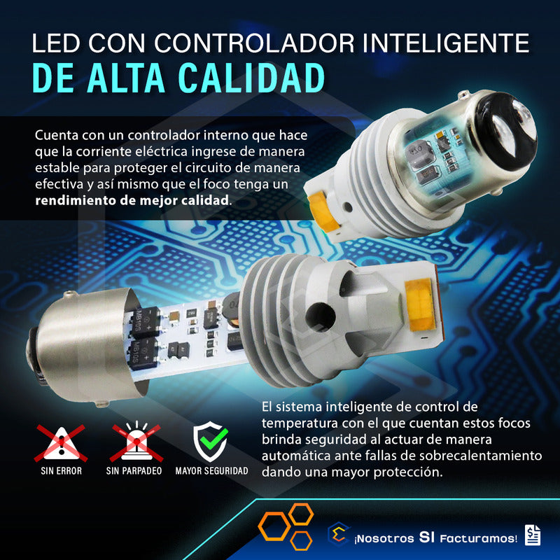 Par De Focos 1157 12 Leds Csp Canbus Fijo 10-60v 11w 1100lm