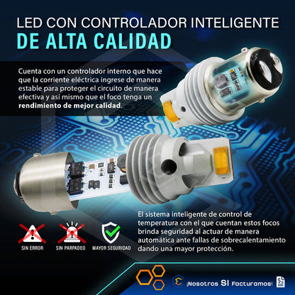 Par De Focos 1157 12 Leds Csp Canbus Fijo 10-60v 11w 1100lm