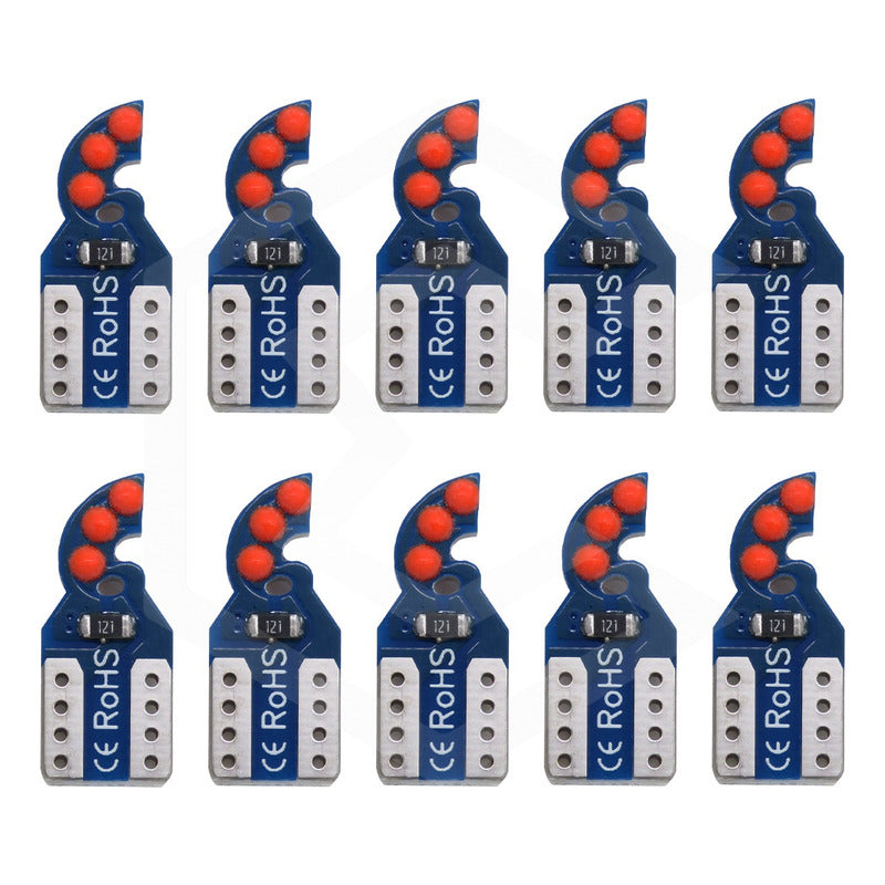 Kit De 10 Focos De Pellizco T10 6  Leds Cob Alta Potencia