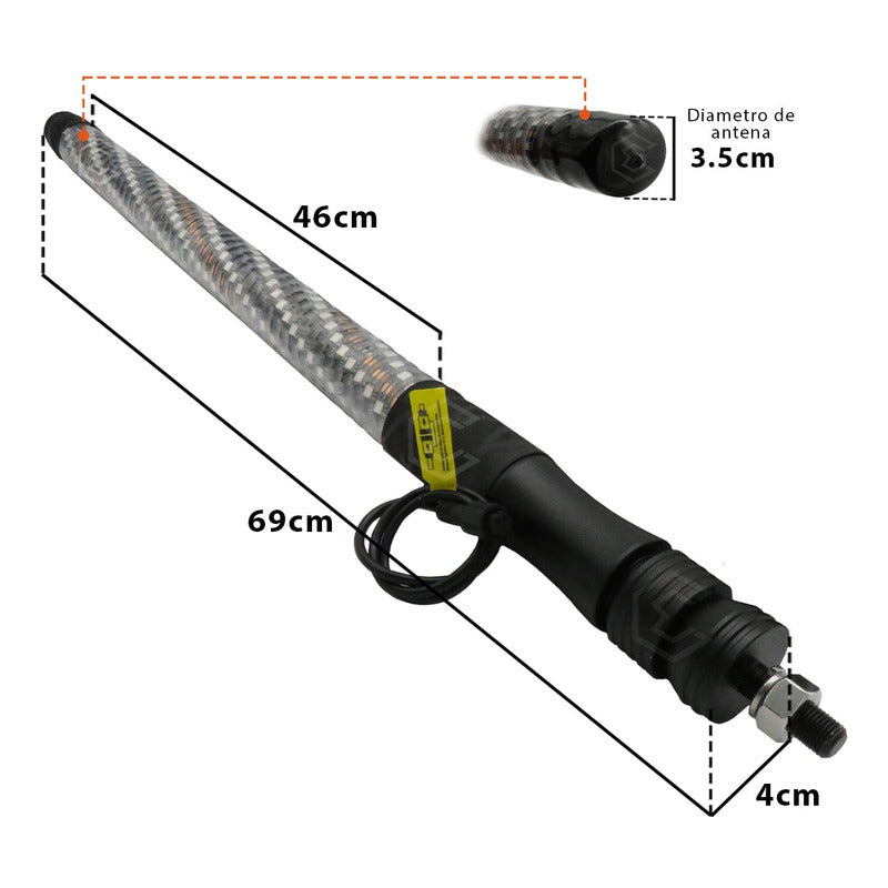 Antenas Led Rgb Bazooka Bluetooth App Rzr Can Am Atv 73cm