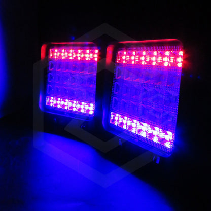 Par De Faros 30 Leds 9-30v Luz Blanca/rojo/azul 6 Funciones