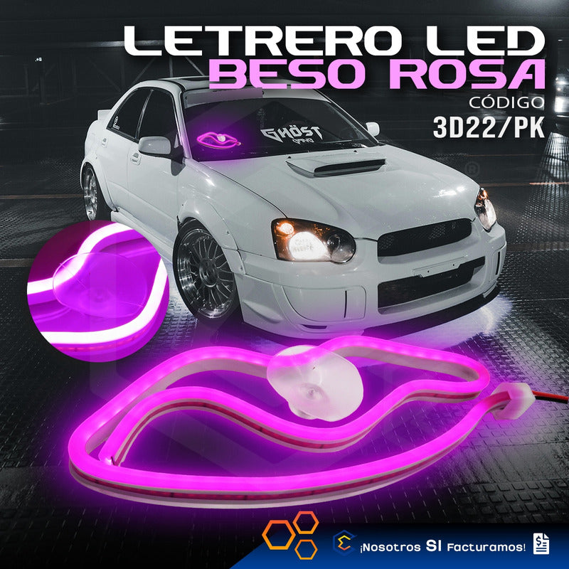 Figura Beso Led Luz Neon Parabrisas Chupón Grande 26cm 12v