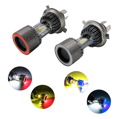 Foco De Carro Moto H4 Csp Led Bicolor Ojo Angel 2 Caras 22w
