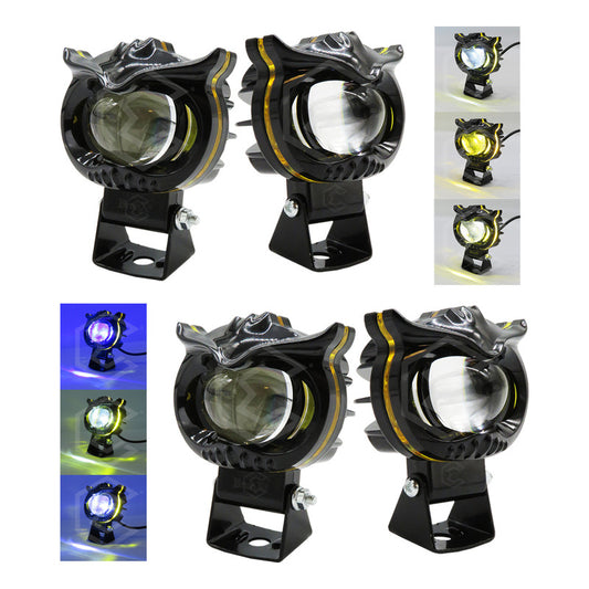 Par Faros 6 Leds 1 Lupa Bicolor Fijo Estrobo Cíclope 12-24v