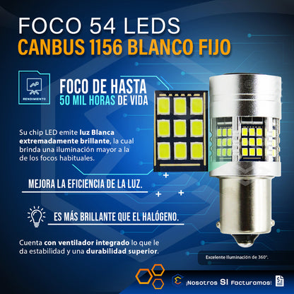 2 Focos 1156 54 Leds Canbus Fijo Ventilador 12v 29w 1000lm