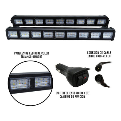 Barra 162 Leds 19 Funciones 9 Módulos Bicolor Estrobo 12-24v