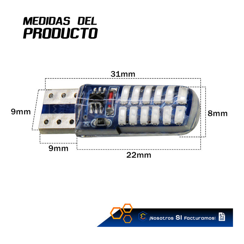 Kit 10 Focos De Pellizco 24 Leds Smd T10 Gel Luz Estrobo 12v