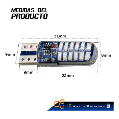 Kit 10 Focos De Pellizco 24 Leds Smd T10 Gel Luz Estrobo 12v