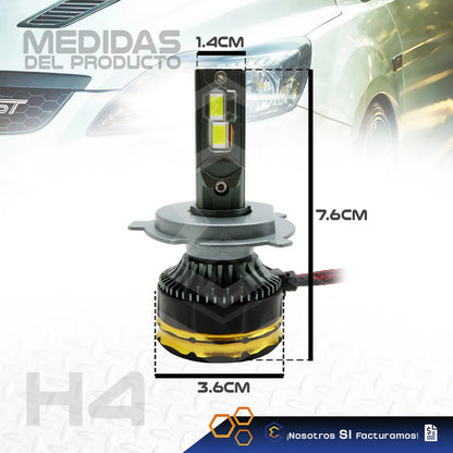 2 Focos Led H4 Canbus Ventilador Alta Baja 28000lm 78w 9-36v H4