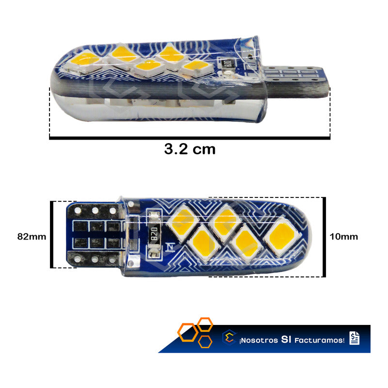 Par De Focos De Pellizco T10 10 Leds Smd Silicón Mosaico 12v