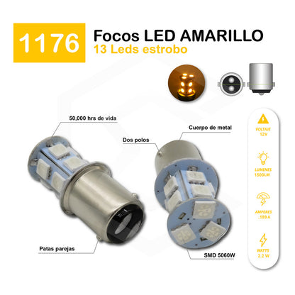 Par Focos 13 Leds 1176 2 Polos Con Patas Parejas Estrobo 12v