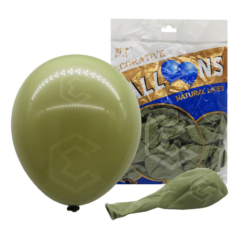 Bolsa 100 Globos Verde Oscuro Brillo #10 Fiestas Bodas Latex Verde