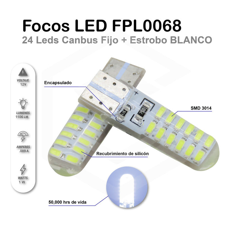 Kit De 50 Focos De Pellizco 24 Leds Canbus Fijo+estrobo 12v