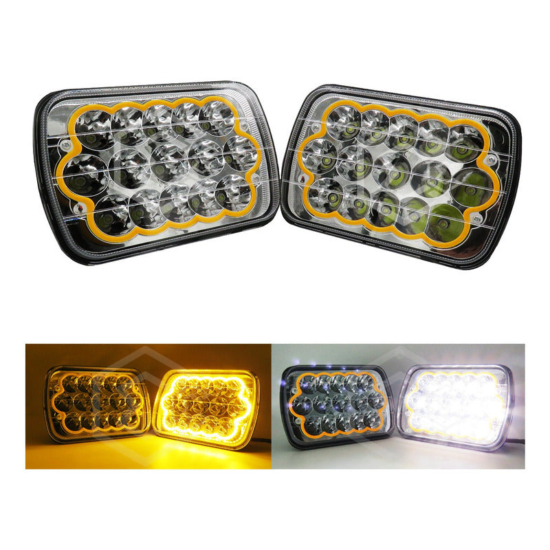 Par Unidad 5x7 108 Led Blanco Aro De Angel Alta/baja 12/24v