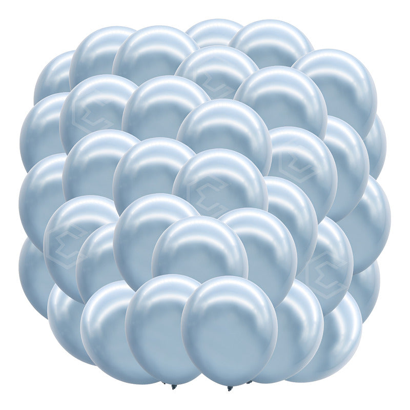 Bolsa 50 Globos Azul Claro Metalico #10 Fiesta Boda Latex Azul Claro Metalico