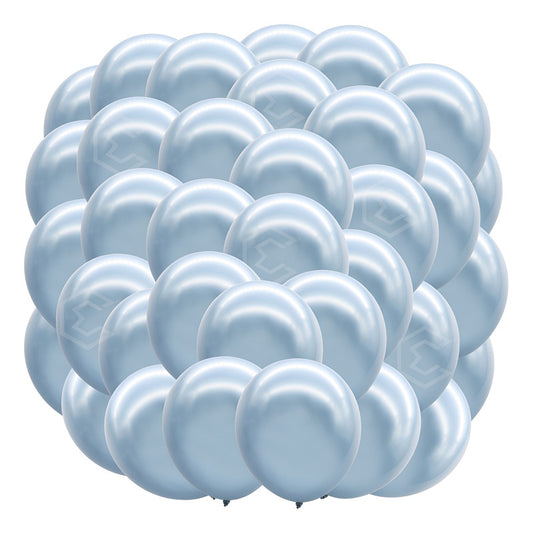 Bolsa 50 Globos Azul Claro Metalico #10 Fiesta Boda Latex Azul Claro Metalico