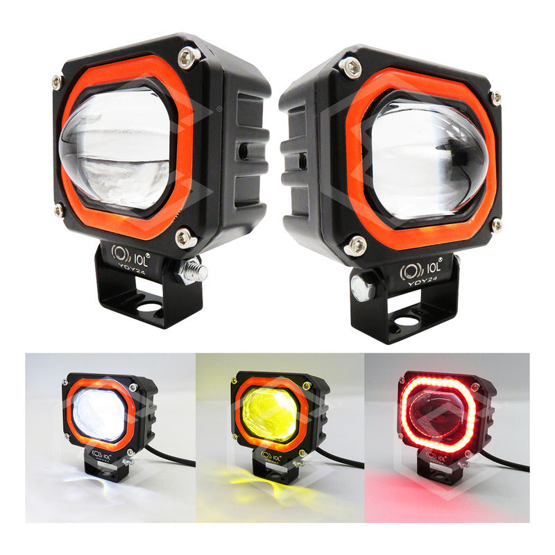 Par De Faros 46 Leds Bicolor 3 Funciones Lupa Aro Gel 10-30v