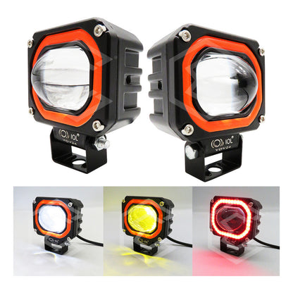 Par De Faros 46 Leds Bicolor 3 Funciones Lupa Aro Gel 10-30v