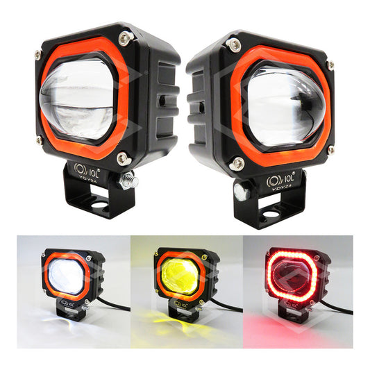 Par De Faros 46 Leds Bicolor 3 Funciones Lupa Aro Gel 10-30v