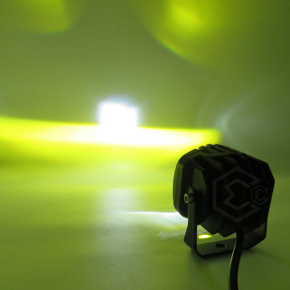 Par De Faros Cuadrado Bicolor 5 Leds Hiper Lupa Fijo 12-24v