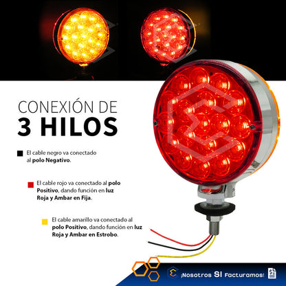 Par De Plafón Direccional Redonda 36 Leds Bicolor 12-24v Rojo / Ambar