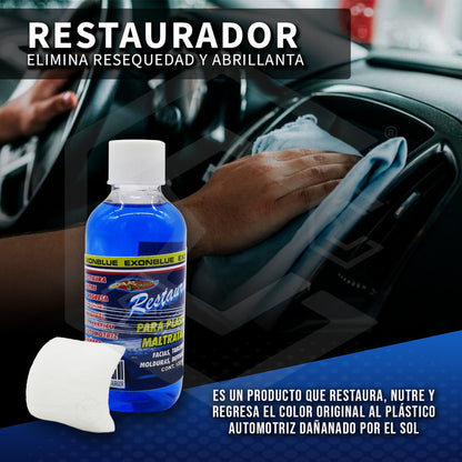 24 Restaurador Plásticos Maltratados Abrillanta Nutre 120ml Azul