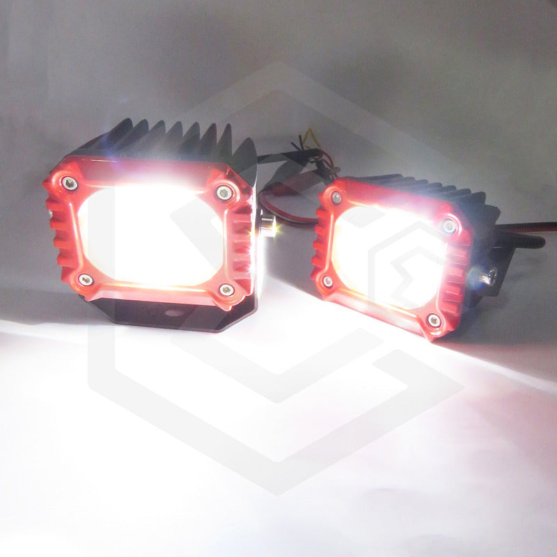 Par De Faros Con Lupa  10-30v Cuadrado Blanco/ambar 16000lm