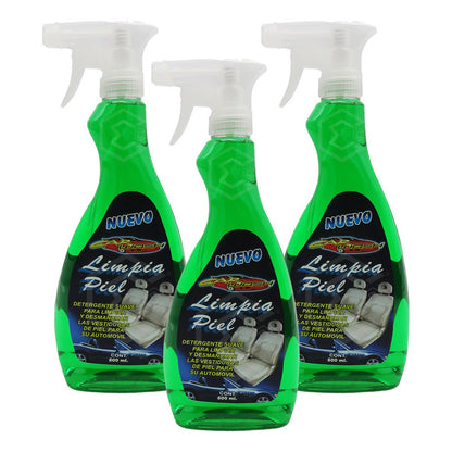 3 Detergente Automotriz Limpiador Vestiduras De Piel 600ml