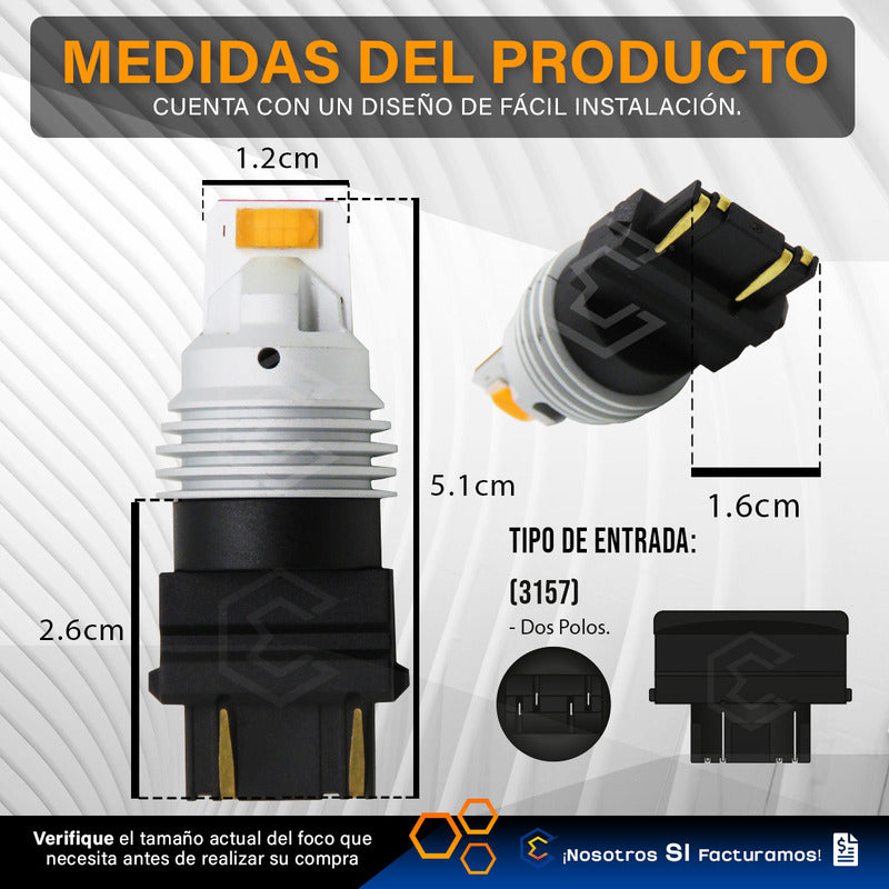 Par De Focos 3157 12 Leds Csp Canbus Fijo 10-60v 10w 1100lm