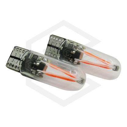 Par Focos De Pellizco Led Cob Vidrio Filamento Canbus T10 W5