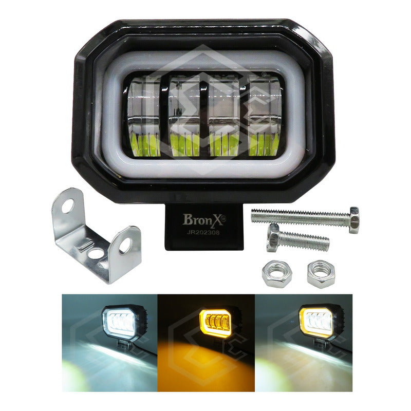 Par Faros Rectangular 4 Hiper Lupa Arillo Ángel Gel Estrobo