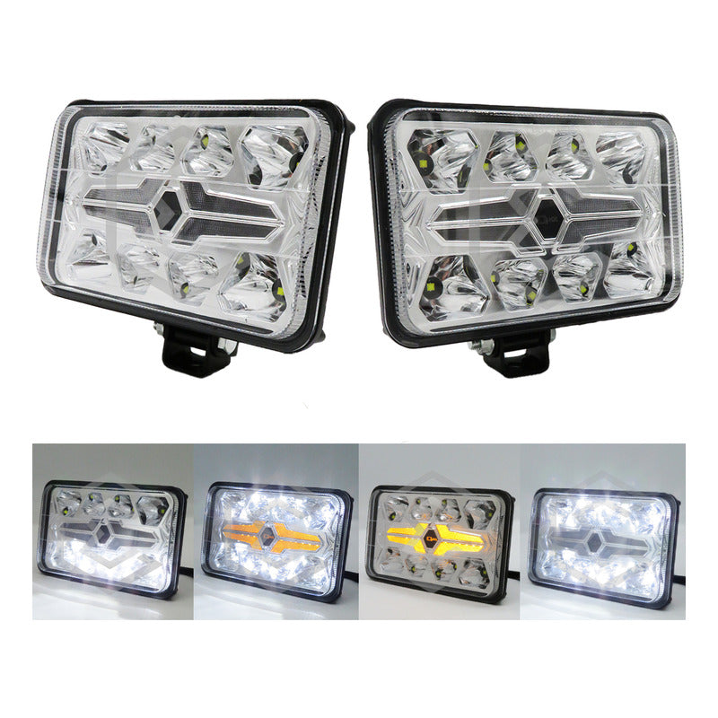 Par De Faros Unidad 4x6 32 Leds Blanco-ámbar Baja Alta 9-30v