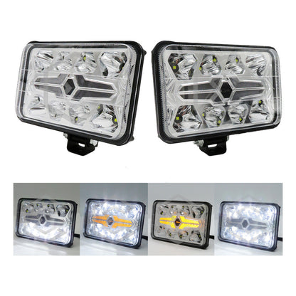 Par De Faros Unidad 4x6 32 Leds Blanco-ámbar Baja Alta 9-30v