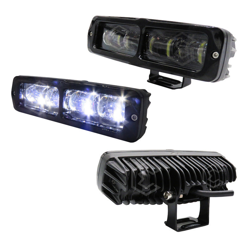 Par Faros Barra 4 Leds Blanco 4 Lupas Fijo 6'' PuLG 10-30v