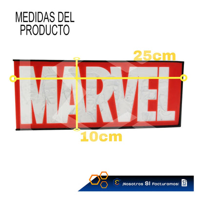 Lampara Led Marvel Letrero Relieve Decoración 25cm 3d Petg Rojo