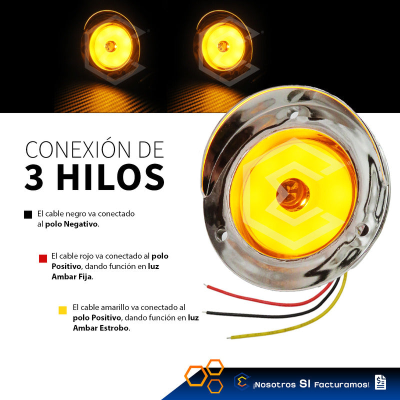 10 Plafon 9 Led Gel Redondo Bisel Cromo 2'' Estrobo 12-24v